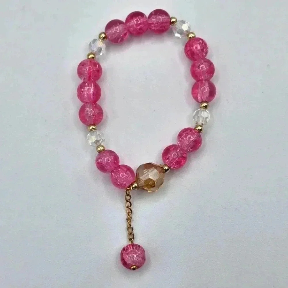 Bead Pink Charm Elastic Stretch Fashion Boho Retro Jewelry Bracelet B22